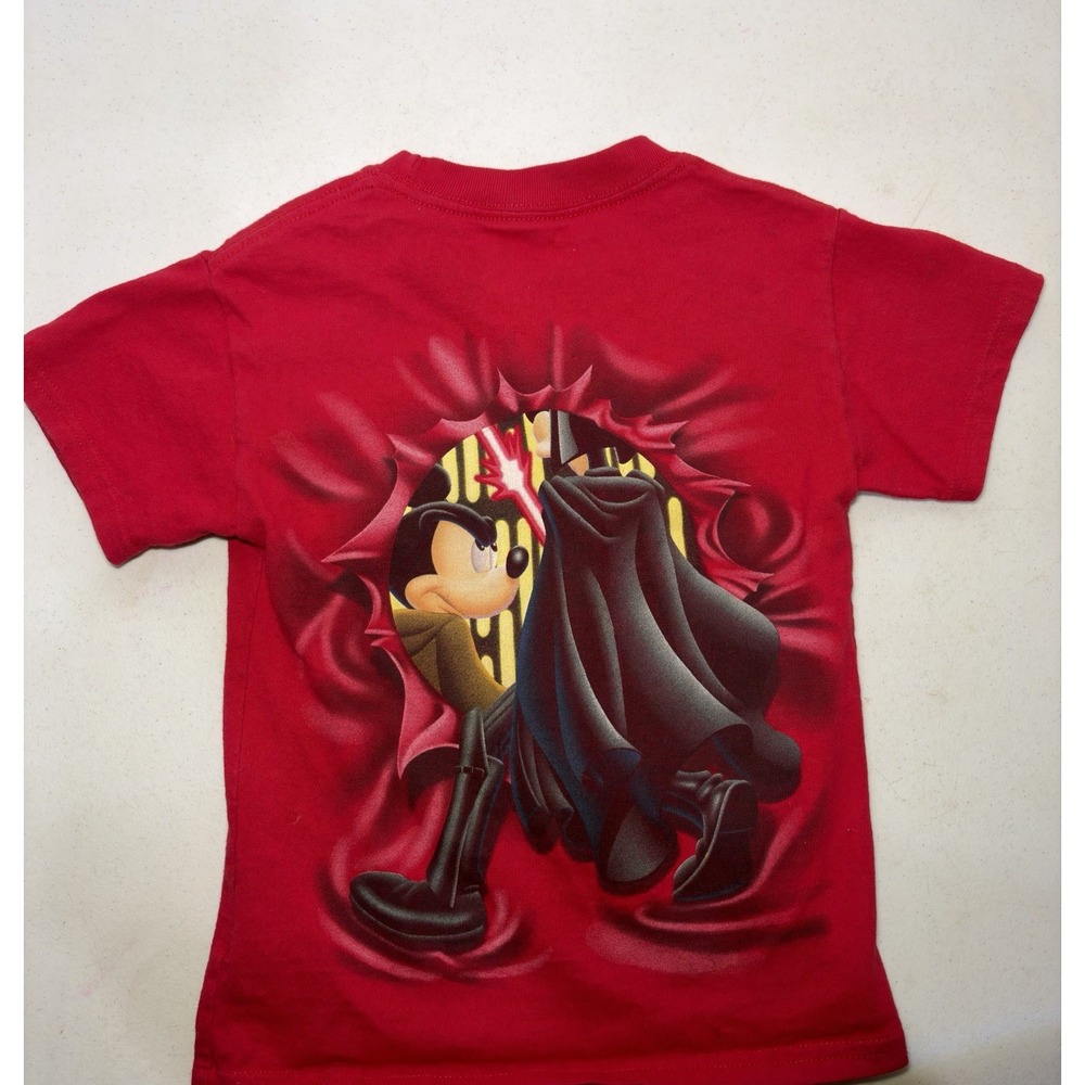 Disney Star Wars Mickey Jedi Darth Goofy Vader Shirt Kids XS 2-4 Double-Sided - Picture 2 of 5